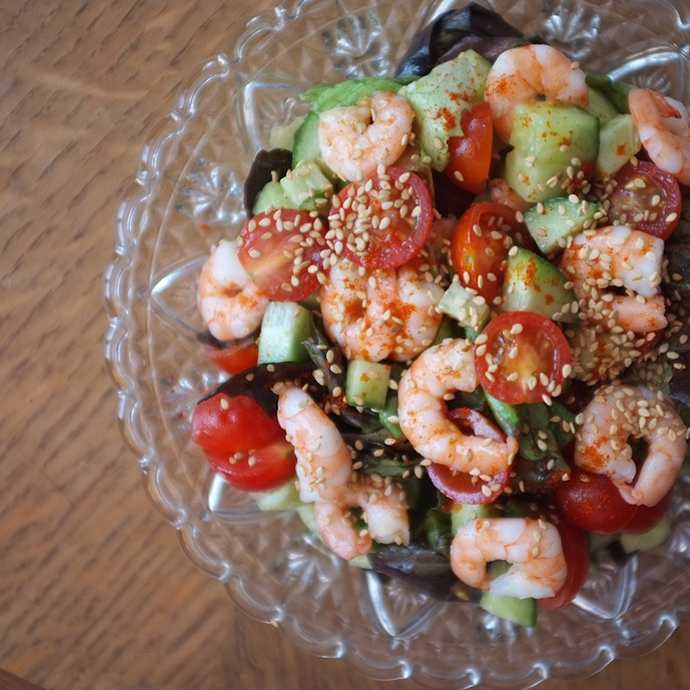 Recette salade piment crevettes